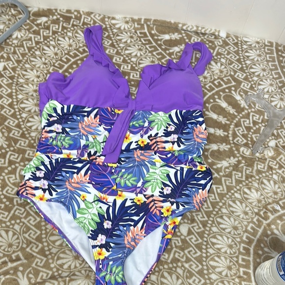 PatPat Purple One Piece Swimwear with Ruffled Straps - Picture 10 of 14